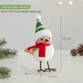 Cute plush Christmas bird figurine with green striped hat and red scarf, 14.5cm - Green Hat Bird (C082-B)