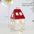 Casetta di Natale luminosa in ceramica fatta a mano con tetto rosso per tavolo - Casa di Neve in Ceramica (YZ-5584)