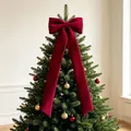 Elegant burgundy velvet single loop Christmas tree topper bow decoration, 105x38cm. - Single Ear Small Bow (HL-Single Ear Small Bow) / 105*38cm