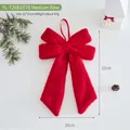 Red plush long tail Christmas bow tree ornament 32x20cm for festive holiday home decor - 32x20cm