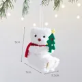 Adorable white plush bear Christmas tree ornament holding a small green tree decoration - White Bear (C017-A) / White