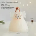 Champagne tulle angel tree topper Christmas decoration with dimension labels - Champagne Angel (C207-C) / Champagne
