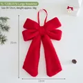 Large red plush Christmas bow ornament for tree and home decoration - 35x23cm