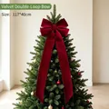 Large burgundy velvet Christmas bow for tree topper decoration, elegant festive ornament - Double Ear Bow (HL-Double Ear Bow) / 117*40cm