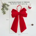 Large red velvet Christmas bow hanging ornament for festive tree and window decor - 38x23cm