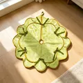 Soft light green wavy plush Christmas tree skirt decorated with dark green ribbon bows - 90cm / Green
