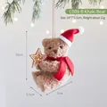 Decorative khaki plush Christmas bear hanging ornament with red Santa hat and star - Khaki Bear (C009-B) / Khaki