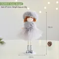 Cute Christmas angel doll pendant with grey tulle skirt and fur hat for holiday decoration - 19x12cm / Gray Angel (C0299-C)