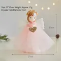 Pink mesh Christmas angel doll tree topper ornament, 17x17cm festive holiday decoration - Pink Angel (C211-B)