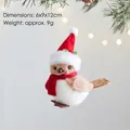 Handmade Christmas plush bird ornament wearing red Santa hat and scarf for tree decoration - Pointed Hat Style (C0681-C) / Pointed Hat Bird