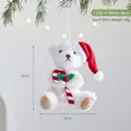 White plush bear Christmas ornament with red Santa hat and candy cane, 9x10cm - White Bear (C036-A) / White