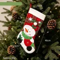 Großer Weihnachtsstrumpf mit Schneemann-Stickerei und rot-grünem Karomuster - Karomuster Schneemann (05)