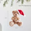 Khaki plush Christmas bear ornament with Santa hat holding a heart cookie decoration - Khaki Bear (C036-B) / Khaki