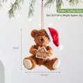 Coffee brown plush teddy bear Christmas ornament with Santa hat and gingerbread house - Coffee Bear (C036-C) / Coffee