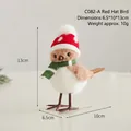 Décoration d'oiseau en peluche avec bonnet de Noël rouge et écharpe verte pour fête - Style Chapeau Rouge (C082-A)