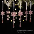 Rosa Acryl Schneeflocken und Eiszapfen Weihnachtsanhänger Set Dekoration - 6er Set / Rosa