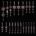 Rosa Acryl-Weihnachtsschmuck-Set mit Schneeflocken und Eiszapfen für die Feiertage. - Acryl-Anhänger Set / 21 Stück/Packung / Rosa