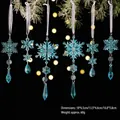 Set mit blauen Acryl-Schneeflocken- und Eiszapfen-Anhängern für den Weihnachtsbaum - 6er Set / Blau