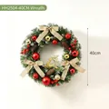 40cm festive Christmas wreath with red and gold ornaments and a golden reindeer decoration - 40CM Wreath (HH2504) / 40cm No Light
