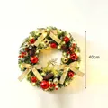 Festive 40cm Christmas wreath with LED lights, red baubles, golden bows and reindeer - 40CM Wreath with Lights (HH2504) / 40cm With Light