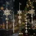Acrylic Christmas ornament set featuring 5 styles of clear snowflakes and icicles - Five-Piece Set / Champagne