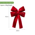 Large red velvet Christmas bow decoration for holiday tree ornaments and party decor - Style 02 (Solid Red) / 29*45cm