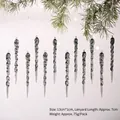 Elegantes adornos de carámbanos de vidrio transparente gris humo para árbol de Navidad - 12 Piezas/Paquete / Negro