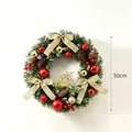 50cm Christmas wreath with red and gold baubles, pine cones, and gold reindeer. - 50CM Wreath (HH2504) / 50CM Without Light