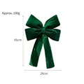 Large dark green velvet Christmas bow decoration for holiday tree ornament, 45x29 cm SKU - Style 03 (Solid Green) / 29*45cm