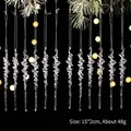 Adornos navideños de carámbanos de acrílico transparente para decoración de árboles y fiestas - 15*2cm / Colgante Espiral de Acrílico Transparente (12 Unidades)