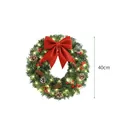 Variante couronne de Noël lumineuse 40 cm avec nœud rouge, pommes de pin et lumières LED - Couronne de Noël Lumineuse / 40CM
