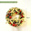 50cm festive Christmas wreath featuring warm LED lights, red and gold ornaments - 50CM Wreath with Lights (HH2504) / 50CM With Light