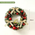Grande couronne de Noël de 60 cm avec ornements rouges et dorés et un renne festif - 60CM Sans Lumière