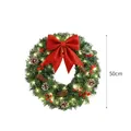 Couronne de Noël de 50 cm pré-éclairée avec grand nœud rouge, pommes de pin et baies rouges - Couronne de Noël Lumineuse / 50cm