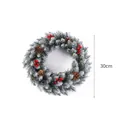 Verschneiter künstlicher Weihnachtskranz mit roten Beeren und Zapfen, 30 cm Durchmesser - Weißer Rand Mit Roten Beeren & Zapfen / Durchmesser 30cm