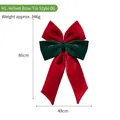 Large red and green Christmas velvet bow ornament for tree and wall decor, 86cm tall - Style 06 (Red & Green Large B)
