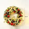 Couronne de Noël artificielle élégante de 60 cm avec lumières LED et ornements dorés - 60cm Avec Lumière