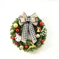 40cm Christmas wreath featuring black and white plaid bow with red and gold balls - No Light Version / 40CM Wreath