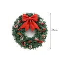 Couronne de Noël traditionnelle de 60 cm avec gros nœud rouge et pommes de pin - Couronne de Noël / 60CM