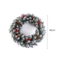 40cm Weihnachtskranz mit schneebedeckten Nadeln, roten Beeren und Tannenzapfen für Türen - Weißer Rand Mit Roten Beeren & Zapfen / Durchmesser 40CM