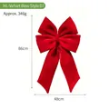 Large decorative red velvet Christmas bow for tree toppers, 86x48cm SKU variant. - Style 07 (Solid Red Large)