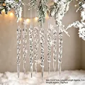Set of transparent twisted icicle Christmas ornaments for festive hanging decor - 12 Pieces/Pack / Clear