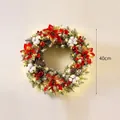 Beautiful 40cm Christmas wreath with warm LED lights, red flowers, and ornaments - 40cm Wreath with Light / Red Ball White Edge
