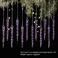 Set of purple twisted icicle hanging ornaments for festive Christmas tree decoration - 12 Pieces/Pack / Purple