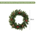 30 cm Weihnachtskranz mit roten Beeren und Zapfen für die Innen- und Türdekoration - Spitznadel Mit Roten Beeren & Zapfen / Durchmesser 30cm