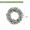 40cm schneebedeckter Weihnachtskranz mit Zapfen und roten Beeren auf weißem Hintergrund - Verschneiter PE Kranz / Durchmesser 40cm (65T)
