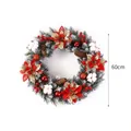 60cm Christmas wreath with red flowers and white snowy tips for door decoration - Red Ball White Edge / Length/Pack