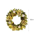 50cm Weihnachtskranz mit goldenen Blumen, Baumwolle, Zapfen und LED-Lichtern - Goldene Kugel und Goldene Blumen Stil / 50cm (Mit Licht)