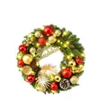 Eleganter 40cm Weihnachts-Türkranz mit warmen LED-Lichtern und rot-goldenen Ornamenten Deko - Weihnachts-Dekokranz mit Lichtern (HH2511) / 40CM
