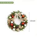 40cm Christmas wreath with red gold ornaments pine cones and bows for door decor - Christmas Wreath / 40CM